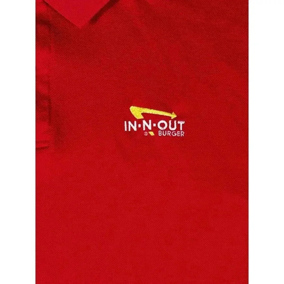 In N Out Burger Men's Red Polo Shirt Fast Food Restaurant Cotton Size XL - Picture 4 of 10